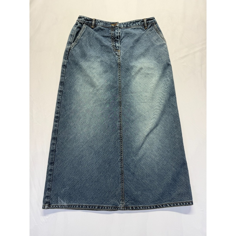 Ann Taylor Loft Maxi Skirt Womens 6 Petite Blue‎ Medium Wash Denim Cotton Casual